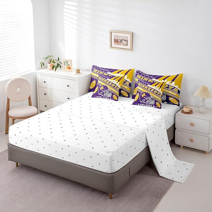 Feelyou Football 7 Pieces Comforter Sets Queen Size Kids Rugby Sports Bedding Set for All Season Football City Bed in a Bag with Comforter, Sheets, Pillowcases & Cushion Cover