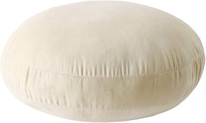 Round Throw Pillows Down-Like Polyester Filling Super Soft Pillow Ultra Fluffy Feather-Like Touching Home Decor Circle Round Floor Pillow for Couch Bed Sofa, 1 Piece (18x18 Inches, Beige)