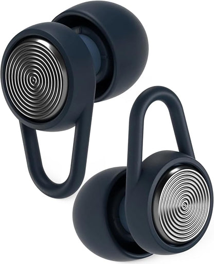 Hears Plus Ear Plugs for Noise Reduction - Patented Reusable Concert Earplugs, 25dB SNR Sound Reduction, Hypoallergenic for Musicians, Motorcycle and Sleeping with 4 tip Sizes - Nebula Navy