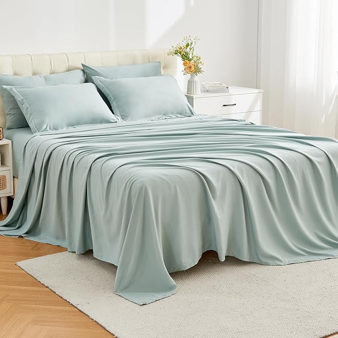 EMME Twin Comforter Set with Sheets 5 Pieces Twin Size Bed in a Bag Set for All Seaon, Twin/Twin XL Ultra Soft Aqua Bedding Sets with Comforter, Sheets, Pillowcase & Sham