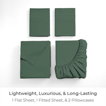 Mellanni King Sheets Set - 4 PC Iconic Collection Bedding - Hotel Luxury, Extra Soft, Cooling Bed Sheets - Wrinkle, Fade, Stain Resistant (King, Emerald Green)