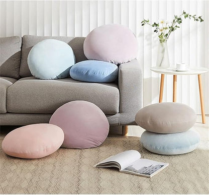 MOJUN Round Throw Pillow, 15.7" Soft Solid Color Round Sofa Lumbar Pillow Floor Pillow Home Decorative Pillow Cushion for Couch Car Living Room Bedroom, Warm White
