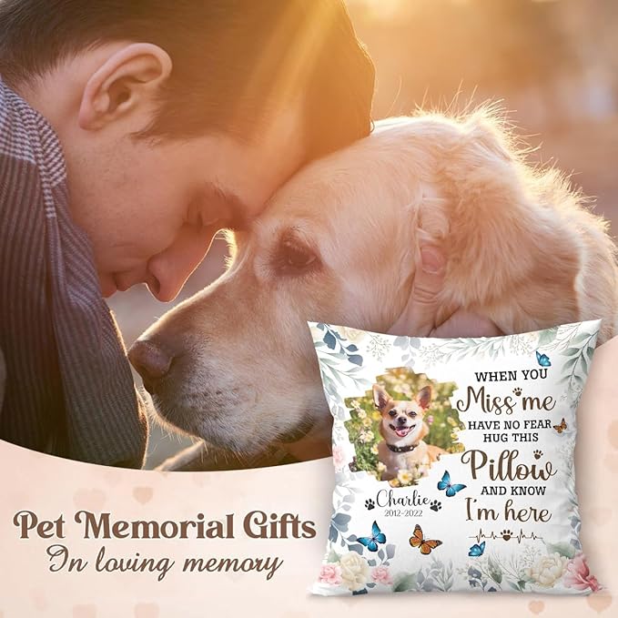 Personalized Pet Photo Memorial Throw Pillow (Insert Included), Pet Loss Gifts Sympathy Gift For Pet, Dog Memorial Gift For Loss Of Dog, Photo Pillow, Pillow Case Cover, Pet Pillows Photo Pillow
