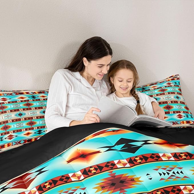Erosebridal Western Boho Queen Comforter Set,Aztec Quilt,Ethnic Tribal Arrow Bedding Set Country Decor Western Duvet Insert,Western Room Decor for Bedroom Boho Living Room Decor,Southwestern Decor