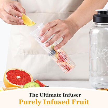 Heavy Duty Mason Jar Fruit Infuser Water Pitcher, Leak-proof Glass Pitcher with Filter Lid, Wide Mouth Glass Jar - 2 Quart