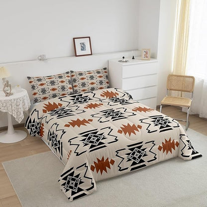 Erosebridal Western Comforter Set Toddler Boho Aztec Southwestern Bedding Sets Rustic Farmhouse Native Tribal Ethnic Quilt Set for Kids Boys Adult Men Vintage Geometric Duvet Country Room Decor
