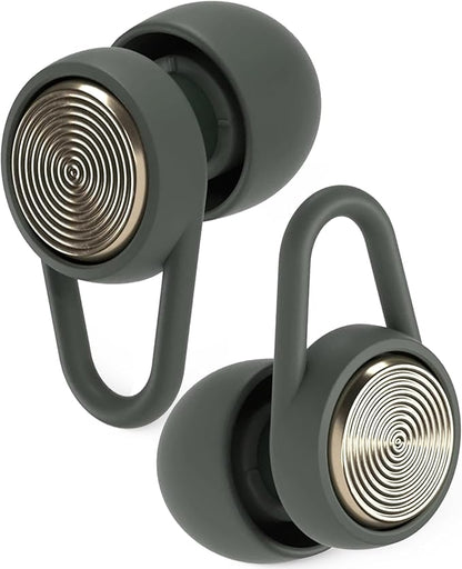 Hears Plus Ear Plugs for Noise Reduction - Patented Reusable Concert Earplugs, 25dB SNR Sound Reduction, Hypoallergenic for Musicians, Motorcycle and Sleeping with 4 tip Sizes - Pine Green
