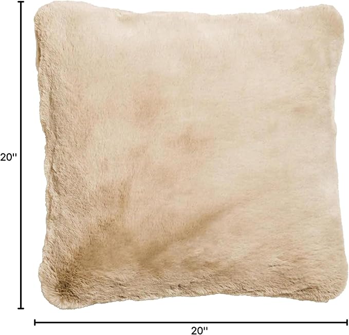 UnHide Squish - Faux Fur Pillow - Extra Soft Throw Pillow - Square Shaped Pillow, Polyester Fill - Machine Washable - Perfect for Living Room, Bedroom, or Guest Room - 20” x 20” - Beige Bear