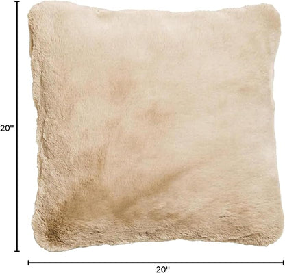 UnHide Squish - Faux Fur Pillow - Extra Soft Throw Pillow - Square Shaped Pillow, Polyester Fill - Machine Washable - Perfect for Living Room, Bedroom, or Guest Room - 20” x 20” - Beige Bear