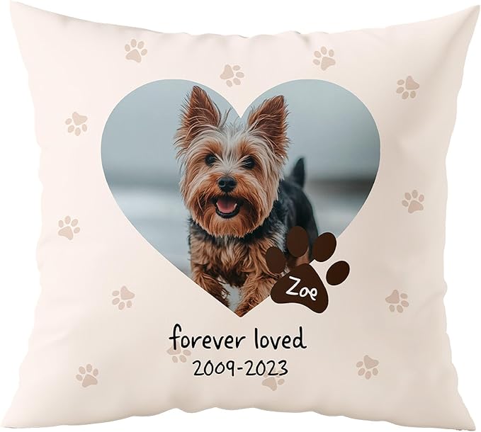Custom Pillow - Pet Memorial Gifts for Dogs and Cats - Personalized Memorial Throw Pillow Remembrance Gift - USA Family Made with Love (16"x16")