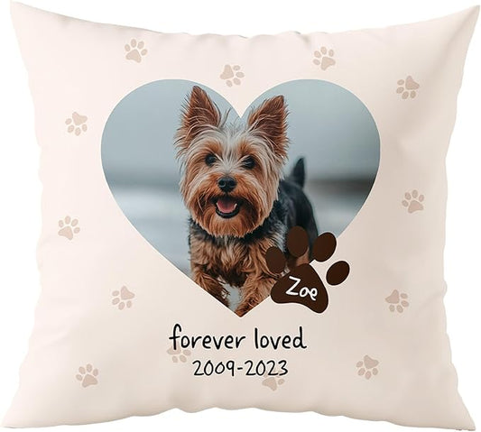 Custom Pillow - Pet Memorial Gifts for Dogs and Cats - Personalized Memorial Throw Pillow Remembrance Gift - USA Family Made with Love (16"x16")