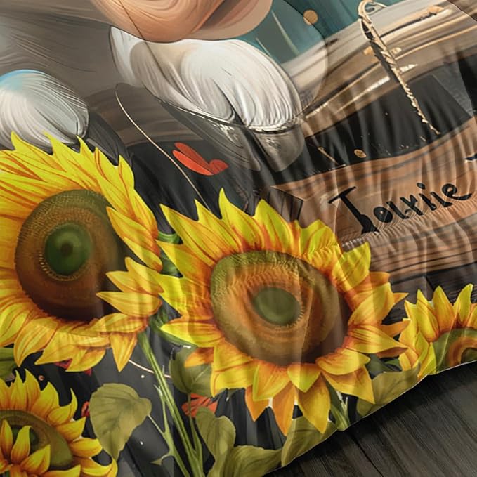 Cute Cow Print Comforter Set Twin Size Sunflower Highland Cow Bedding Set Farm Animals Cow on Fence Quilt Bed Set with 1 Comforter and 2 Pillowcases for Kids Boys Girls Room Decor, D-cow2