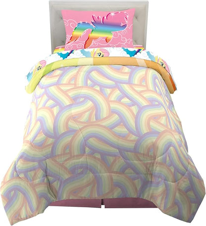 Franco Kids Bedding Super Soft Microfiber Comforter and Sheet Set, 4 Piece Twin Size, Unicorn My Little Pony