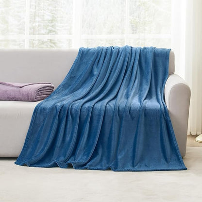 Hansleep Fleece Mineral Blue Full Blanket, Super Soft Flannel Fuzzy Plush Cozy Blanket for All Seasons, Mineral Blue, Full 84x90 Inches