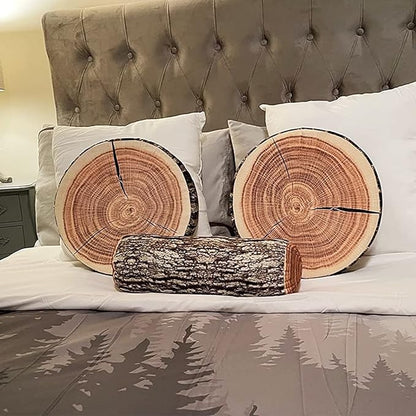 HYSEAS Decorative Round Throw Pillow, 3D Digital Print Comfortable Kids Funny Cute Wood Log Pillow Circle Seating Floor Cushion for Home, Couch, Sofa, Bedroom, Living Room Decor, Stump