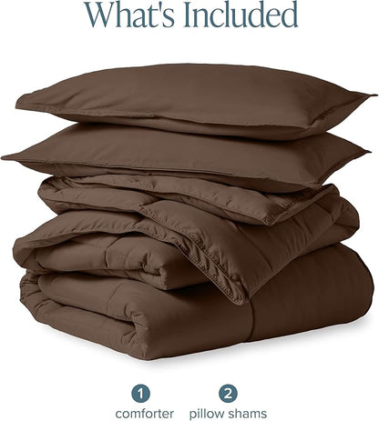 Bare Home Comforter Set - Queen Size - Ultra-Soft - Goose Down Alternative - Premium 1800 Series - All Season Warmth (Queen, Cocoa)
