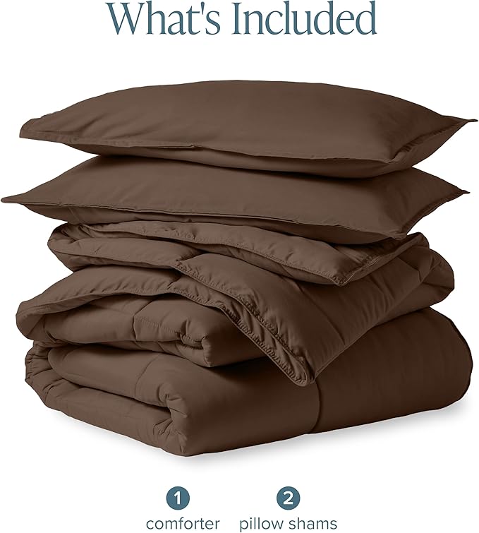 Bare Home Comforter Set - King/California King Size - Ultra-Soft - Goose Down Alternative - Premium 1800 Series - All Season Warmth (King/Cal King, Cocoa)