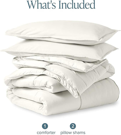 Bare Home Comforter Set - Queen Size - Ultra-Soft - Goose Down Alternative - Premium 1800 Series - All Season Warmth (Queen, Cream)