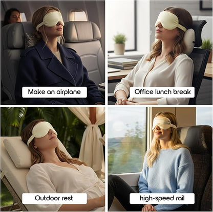 Silk Eye Mask for Sleeping 100% Mulberry Silk Women Men Blindfold,3D Luxury Travel Smooth Elastic Strap Eye Masks Breathable Cooling Soft Night Sleep Work Eyeshade Cover,Beige