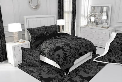 Feelyou Adults Gothic Kids Comforter Set Twin Size Dark Olive Green Damask Bedding Set Dragon Duvet Quilt for Kids Boys Girls Bedroom Decor Microfiber Ultra Soft Breathable