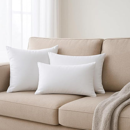 Hypoallergenic Lumbar Pillow Inserts 4 Pack, 12 × 20 Inches – Plush Polyester Throw Pillow Fillers for Sofas, Beds, and Office Use