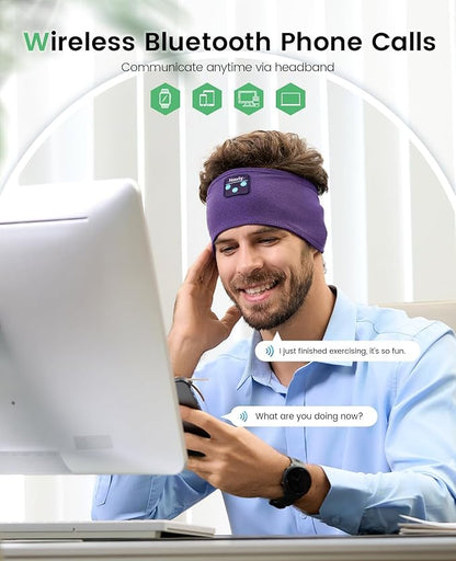 Navly Sleep Headphones Bluetooth Headband, Headband Headphones for Sleeping, Soft Long Time Play Sleeping Headsets with Built in Speakers Perfect for Workout,Running,Yoga,Travel