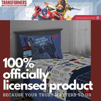 Transformers Optimus Prime Super Soft Comforter and Sheet Set with Sham, 4 Piece Twin Size, (Official Licensed Product) by Franco Collectibles