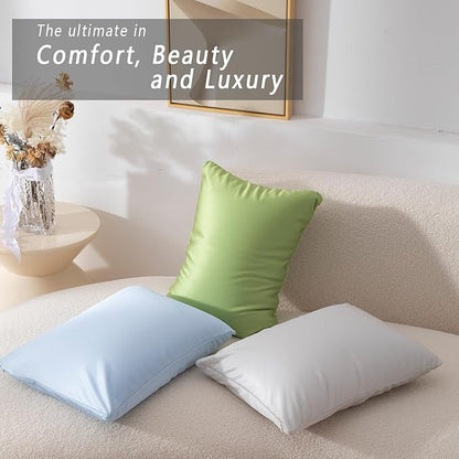 Microbead Throw Pillow Bedding Neck Pillows with Removable Cover, 16" x 12" Bed and Couch Decorative Pillow for Home Sofa Bedroom Fun Colors Support. Silky, Comfortable (Light Cyan)