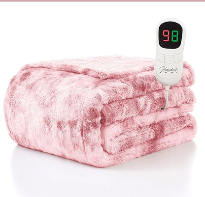 Homemate Electric Heated Blanket Full Size - 72"x84" Heating Blanket Full Size 1/2/4/6/8 Hours Auto-Off 10 Heat Level Over-Heat Protection Luxury Faux Fur Sherpa ETL Certification