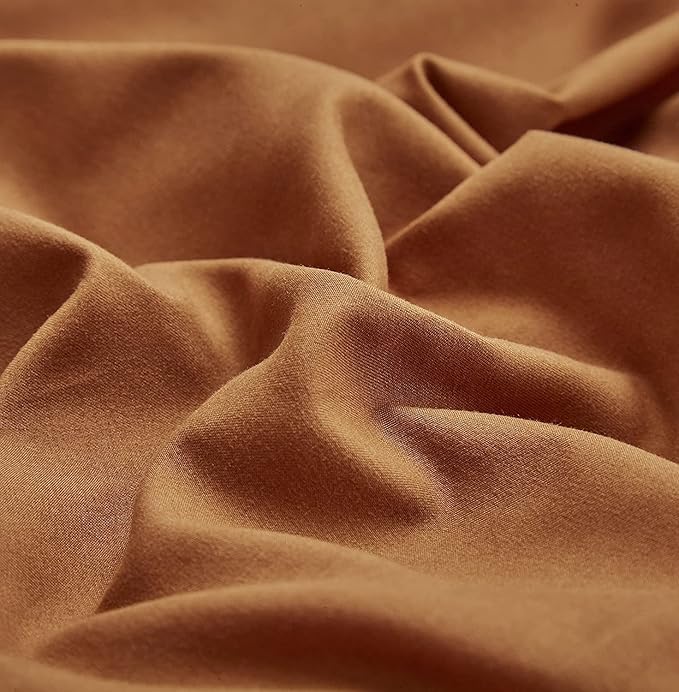 KAREVER Pumpkin Color Comforter Sets Solid Cinnamon Color Bedding Set Cal King 3 PCs Pumpkin Comforter Sets for Women Girls Breathable Soft Bedroom Collection Solid Rust Color Adults Pumpkin Bedding