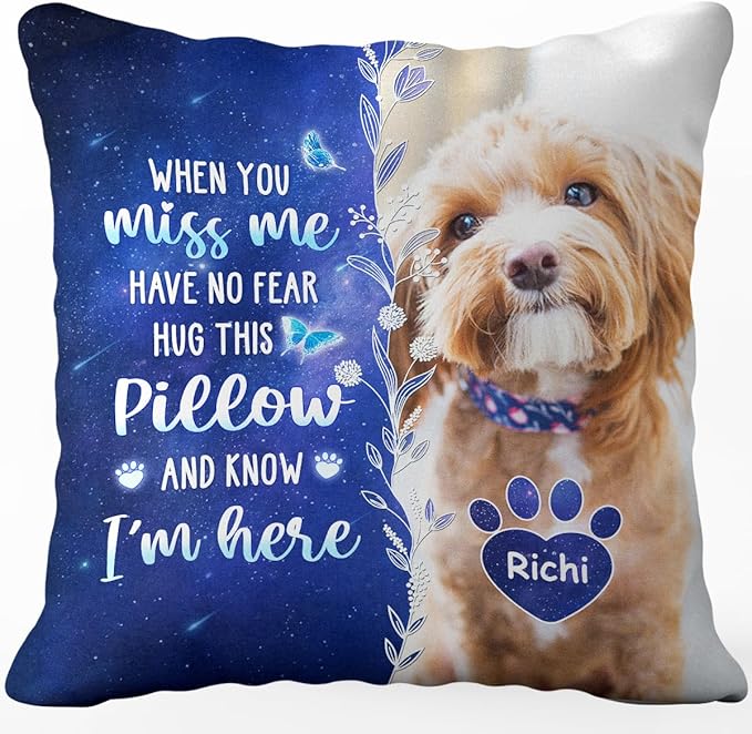 Pawfect House Custom Photo My Love for You is Always Here, Personalized Pet Memorial Throw Pillow (Insert Included), Dog Memorial Gifts for Loss of Dog, Cat Bereavement Gifts, Pet Loss Sympathy Gift