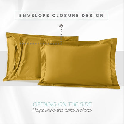 Elegant Comfort 3-Piece Box Stitched Down Alternative Comforter with Shams - Ultra Soft for All Season Duvet Insert with Corner Tabs, Plush Cozy 3PC Comforter Set, Queen, Mustard Yellow