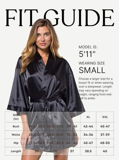 Turquaz Women's Bride Bridesmaids Silky Robe Satin Kimono Robes for Women Lingerie