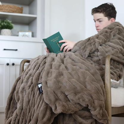 Minky Designs Driftwood Minky Blanket – Ultra Soft Faux Fur Throw Blanket for Couch, Bed & Home – Fluffy, Warm & Luxurious – Chic Collection (X-Large, 60x84)