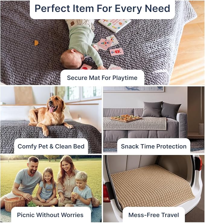 PAULATO BY GA.I.CO. Waterproof Couch Cover – 24x47 Blanket for Sofa Car Seat or Crate – Machine Washable Absorbent Reusable Pad for Puppy Training – Dogs Cats Pets Friendly Protector - Light Grey