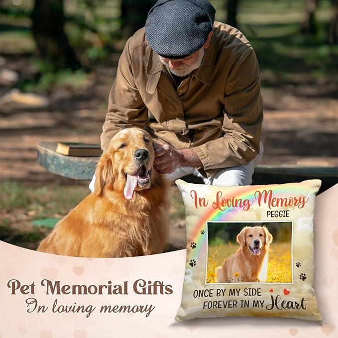 Pawfect House Custom Photo Throw Pillow Covers (Insert Included), Cat Memorial Gifts for Loss of Cat, Dog Passing Away Gifts, Pet Loss Sympathy Gift, in Loving Memory Dog Pillow