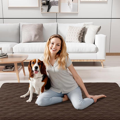 Smiry Reversible Waterproof Couch Covers for Sofa, Washable Dogs Couch Covers for 3 Cushion Sofa Pet Friendly, Water Resistant Furniture Protector Slipcover, Geometric (82"x82", Chocolate/Dark Grey)