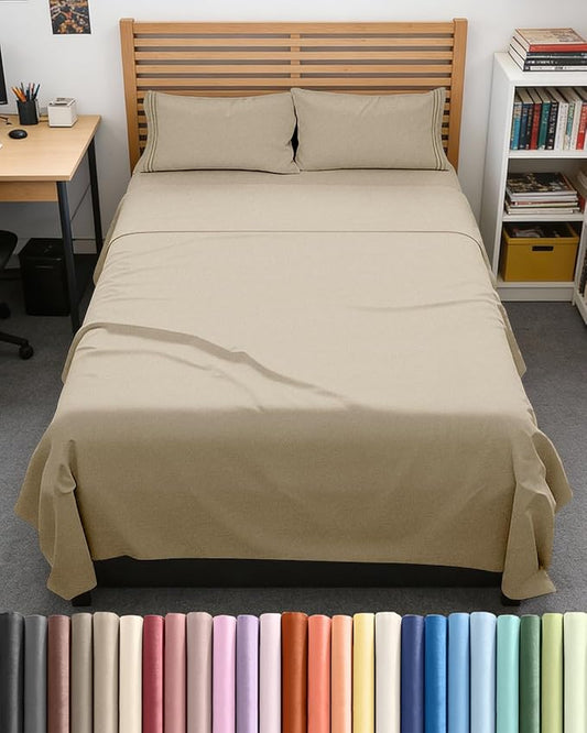 Full XL Size 4 Piece Sheet Set - Comfy Breathable & Cooling Bed Sheets Set - Hotel Luxury Bedding for Women, Men, Kids, Teens, Boys & Girls - Deep Pockets & Wrinkle Free - Oeko-Tex - Heathered Beige