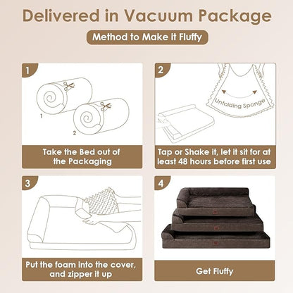 EHEYCIGA XL Dog Bed Memory Foam for Crate, Extra Large Dog Bed Orthopedic with Washable Removable Cover, Waterproof Pet Sofa Couch XLarge Size Dogs, 41x27x6.5, Brown