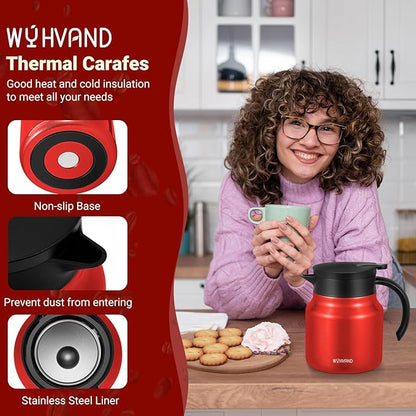 27Oz Thermal Coffee Carafes For Keeping Hot/Cold, Stainless Steel Coffee Carafe, Dustproof Insulated Water Carafe for Party/Home,Red