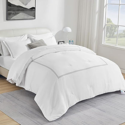 SLEEP ZONE King Size Comforter Set Duvet Insert, Down Alternative 3 Pieces Comforter, Washable, Soft and Breathable Bedding All Season, Holiday Prints-Grey