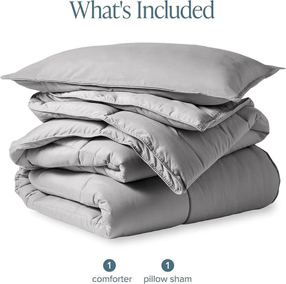 Bare Home Comforter Set - Twin/Twin Extra Long Size - Ultra-Soft - Goose Down Alternative - Premium 1800 Series - All Season Warmth (Light Grey)