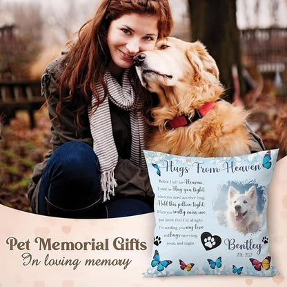 Q-Leo Personalized Pet Photo Memorial Throw Pillow (Insert Included) - Sympathy Gift for Loss of Dog, Pet Loss Comfort - Pillow Case Cover