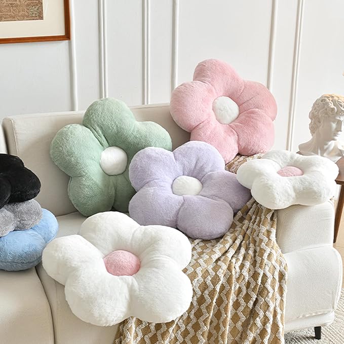 Flower Pillows, Soft Flower Shaped Pillow with Home Decorative for Couch Chair Bed,Flower Floor Throw Pillows for Adults Bedroom Living Room (Grey, 19.6 Inches)