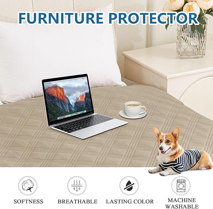 hyha Waterproof Dog Blanket, Reversible Pet Bed Blanket, Soft Sofa Couch Cover for Dogs Washable, Waterproof Pet Couch Covers for Sofa Puppy Cats Furniture Protector(68"x82", Taupe/Taupe)