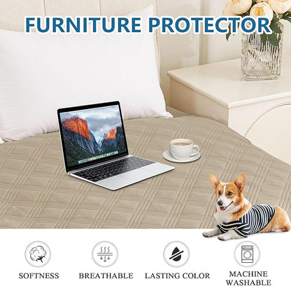hyha Waterproof Dog Blanket, Reversible Pet Bed Blanket, Soft Sofa Couch Cover for Dogs Washable, Waterproof Pet Couch Covers for Sofa Puppy Cats Furniture Protector(52"x82", Taupe/Taupe)