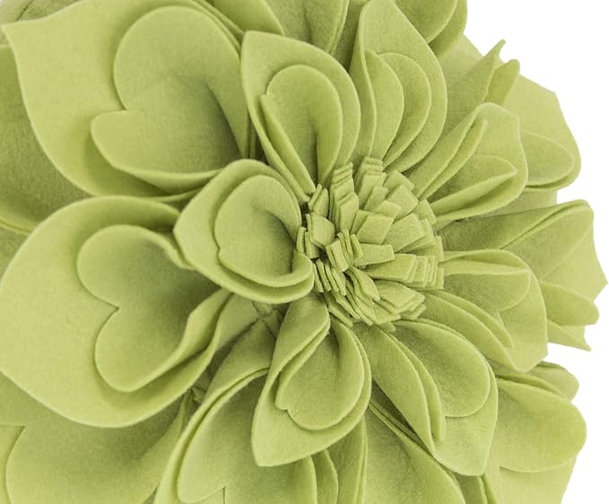 Fennco Styles Handmade 3D Heart-Shaped Petals Flower Decorative Filled Throw Pillow 13" Round - Lime Floral Pillow for Couch, Home Décor and Holiday, Housewarming Gift
