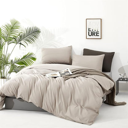 Luxlovery Beige Khaki Comforter Cal King Cream Bedding Set California King Oatmeal Solid Beige Coffee Blanket Quilts Soft Breathable Cream Taupe Comforter Set