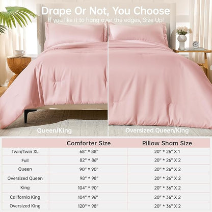 MUXHOMO Oversized Queen Comforter Sets, All Season Ultra Soft Down Alternative Bedding - 3 Piece Lightweight Bed Set Includes 1 Comforter (98"*98") and 2 Pillow Shams (20"x26"), Rose Gold