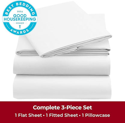 Mellanni Twin XL Sheets Set - 3 PC Iconic Collection Bedding - Hotel Luxury, Extra Soft, Cooling Bed Sheets - Wrinkle, Fade, Stain Resistant (Twin Extra Long, Striped White)
